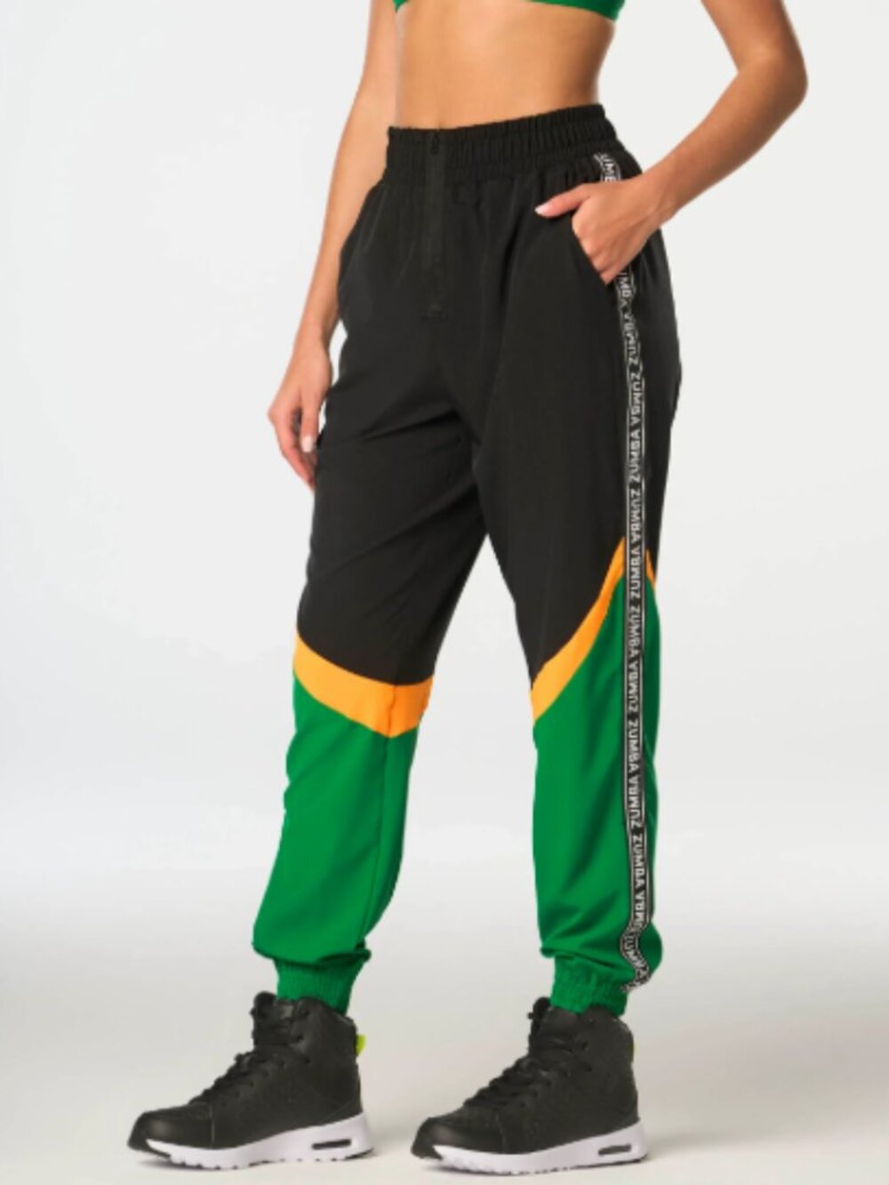 XL Zumba Wear Zumba Sunset High Waisted Track Pants in Bold Back